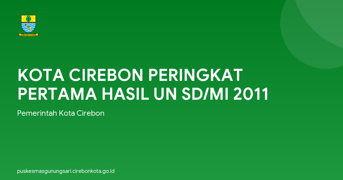 KOTA CIREBON PERINGKAT PERTAMA HASIL UN SD/MI 2011