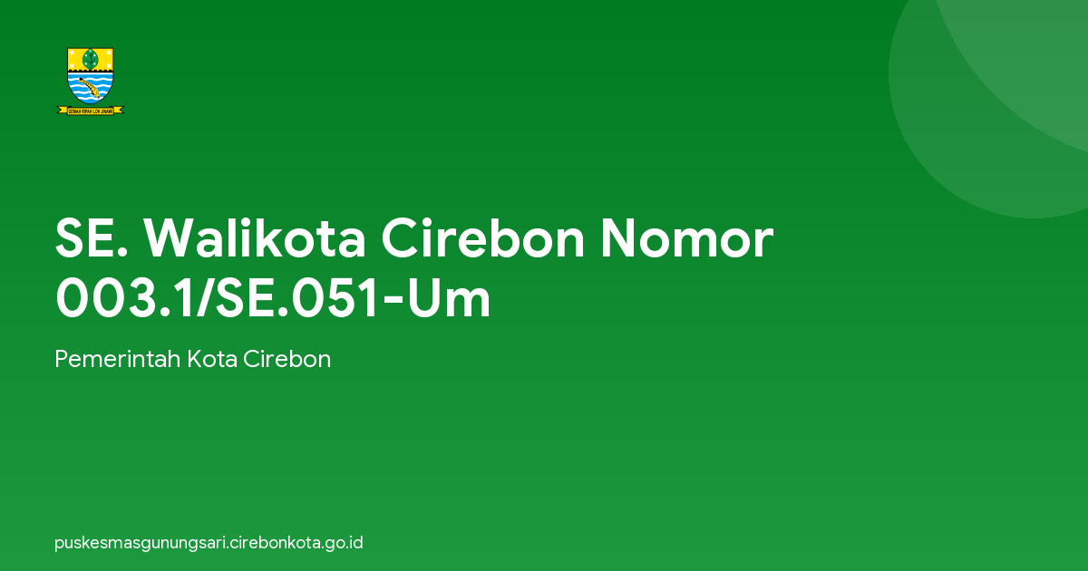 SE. Walikota Cirebon Nomor 003.1/SE.051-Um
